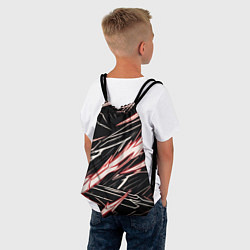 Рюкзак-мешок Красные и белые полосы на чёрном фоне, цвет: 3D-принт — фото 2