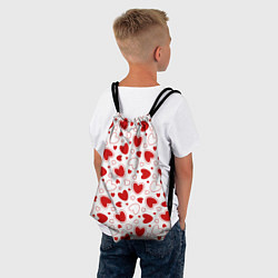 Рюкзак-мешок Красные сердечки на белом фоне, цвет: 3D-принт — фото 2