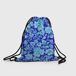 Рюкзак-мешок Узоры гжель на темно синем фоне, цвет: 3D-принт