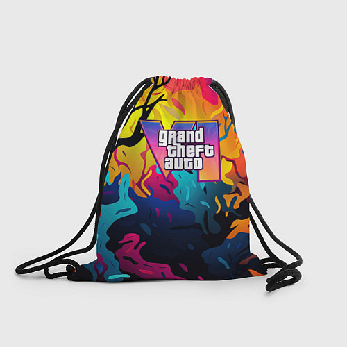 Мешок для обуви GTA 6 logo яркий неоновый камуфляжный стиль / 3D-принт – фото 1