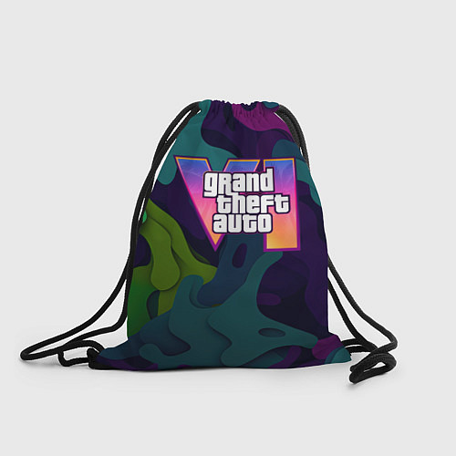 Мешок для обуви GTA 6 logo яркий неоновый камуфляжный стиль / 3D-принт – фото 1