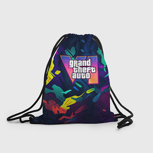 Мешок для обуви GTA 6 logo яркий неоновый камуфляжный стиль / 3D-принт – фото 1