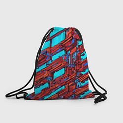 Рюкзак-мешок Красные фрагменты на голубом фоне, цвет: 3D-принт