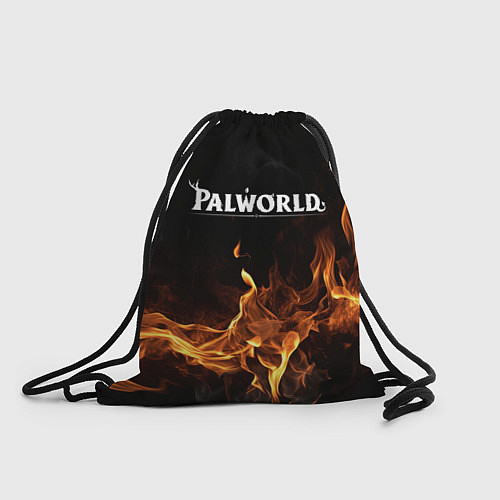 Мешок для обуви Palworld логотип на черном фоне с огнем / 3D-принт – фото 1