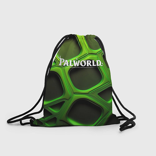Мешок для обуви Palworld логотип на зеленой объемной абстракции / 3D-принт – фото 1