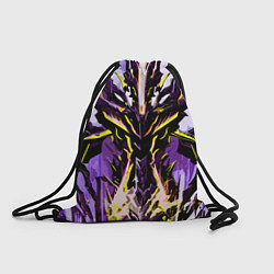 Рюкзак-мешок Чёрно-жёлтая агрессивная абстракция на фиолетовом, цвет: 3D-принт