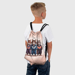 Рюкзак-мешок Три полосатых кота в спортивных костюмах пацана, цвет: 3D-принт — фото 2