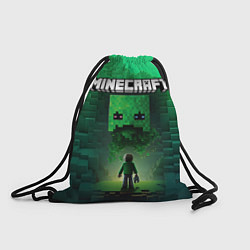 Рюкзак-мешок Minecraft зеленый персонаж и зеленые горы, цвет: 3D-принт