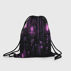 Рюкзак-мешок Киберпанк светящиеся фиолетовые элементы, цвет: 3D-принт