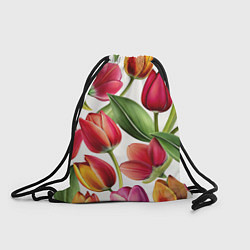 Рюкзак-мешок Паттерн с тюльпанами, цвет: 3D-принт