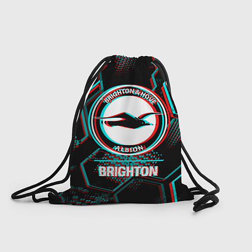 Мешок для обуви Brighton FC в стиле glitch на темном фоне / 3D-принт – фото 1