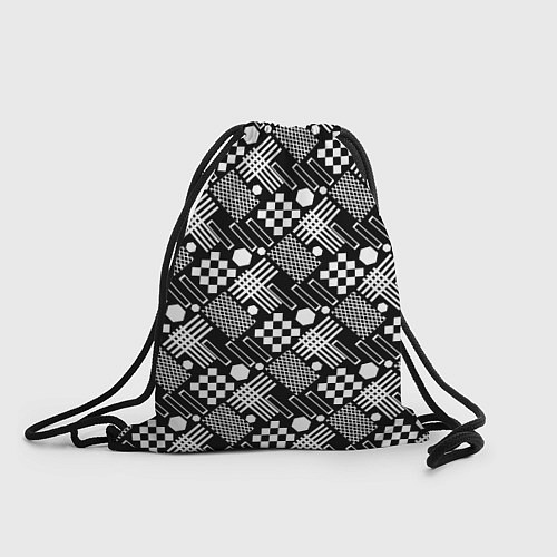 Мешок для обуви Черно белый узор из геометрических фигур / 3D-принт – фото 1