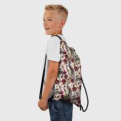 Рюкзак-мешок Цветочный паттерн с павлинами, цвет: 3D-принт — фото 2