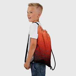 Рюкзак-мешок Полосатый градиент оранжево-красный в чёрный, цвет: 3D-принт — фото 2