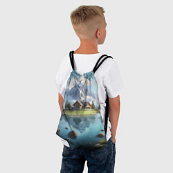 Рюкзак-мешок Чудесный день на берегу озера в горах, цвет: 3D-принт — фото 2