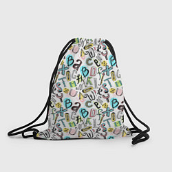 Рюкзак-мешок Цветные каракули буквы алфавита, цвет: 3D-принт