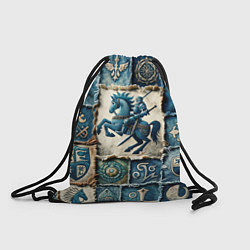 Рюкзак-мешок Рыцарь на пэчворк дениме, цвет: 3D-принт