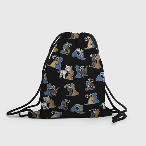 Мешок для обуви Котики и шахматы на черном / 3D-принт – фото 1
