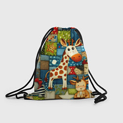 Рюкзак-мешок Жираф и компания - пэчворк нейросеть, цвет: 3D-принт