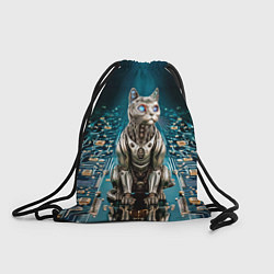 Рюкзак-мешок Кибер кот сидит на печатной плате, цвет: 3D-принт