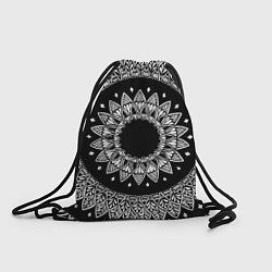 Рюкзак-мешок Мандала черно-белая с лепестками, цвет: 3D-принт