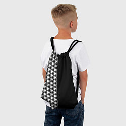 Рюкзак-мешок Белые треугольники на чёрном фоне, цвет: 3D-принт — фото 2