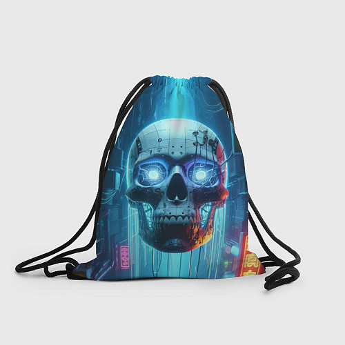 Мешок для обуви Cyber skull - neon glow ai art / 3D-принт – фото 1