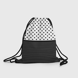 Рюкзак-мешок Белый в чёрный горошек с полосами, цвет: 3D-принт