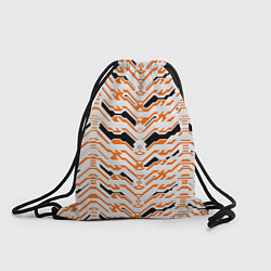 Рюкзак-мешок Агрессивный бело-оранжевый паттерн, цвет: 3D-принт