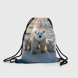 Рюкзак-мешок Polar bear with her cubs - ai art, цвет: 3D-принт