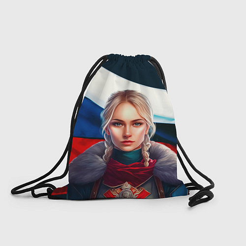 Мешок для обуви Блондинка с косами - флаг России / 3D-принт – фото 1