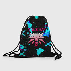 Рюкзак-мешок Ведьмак неоновые краски лого, цвет: 3D-принт