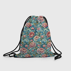 Рюкзак-мешок Пионы паттерном садовые крупные цветы, цвет: 3D-принт