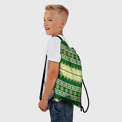 Рюкзак-мешок Зеленый этнический паттерн, цвет: 3D-принт — фото 2
