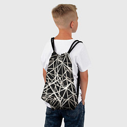 Рюкзак-мешок Белые хаотичные линии на чёрном фоне, цвет: 3D-принт — фото 2