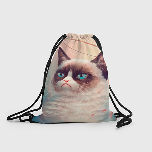 Мешок для обуви Мемный кот Grumpy Cat с нимбом / 3D-принт – фото 1