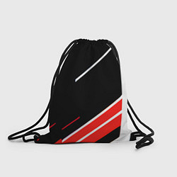 Рюкзак-мешок Бело-красные полосы на чёрном фоне, цвет: 3D-принт