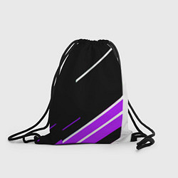 Рюкзак-мешок Бело-фиолетовые полосы на чёрном фоне, цвет: 3D-принт