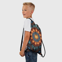 Рюкзак-мешок Симметричный орнамент - мандала узор со светящейся, цвет: 3D-принт — фото 2