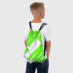 Рюкзак-мешок Зелёные широкие линии на белом фоне, цвет: 3D-принт — фото 2