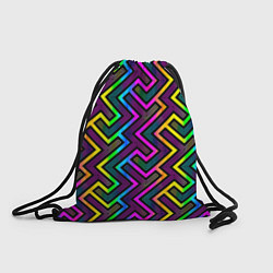 Рюкзак-мешок Радужный неоновый лабиринт узор, цвет: 3D-принт