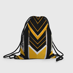 Рюкзак-мешок Жёлто-серые полосы на чёрном фоне, цвет: 3D-принт