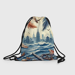 Рюкзак-мешок Коллаж с видом Нью-Йорка - нейросеть, цвет: 3D-принт