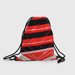 Рюкзак-мешок Чёрно-белые полосы на красном фоне, цвет: 3D-принт