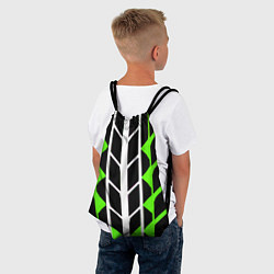 Рюкзак-мешок Бело-зелёные линии на чёрном фоне, цвет: 3D-принт — фото 2