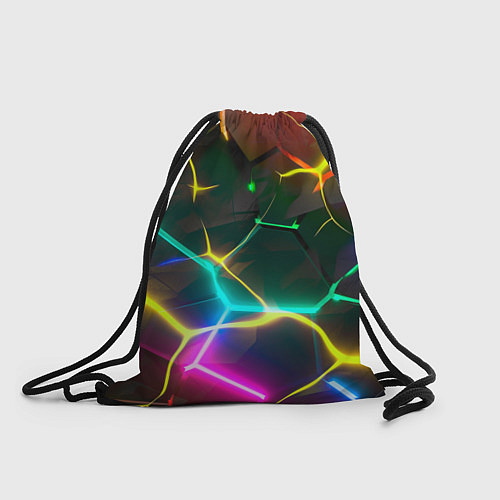 Мешок для обуви Яркие неоновые радужные разбитые плиты / 3D-принт – фото 1