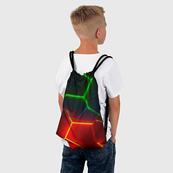 Рюкзак-мешок Зеленые и красные неоновые плиты в разломе, цвет: 3D-принт — фото 2