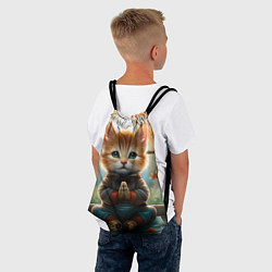 Рюкзак-мешок Медитирующий кот цветной, цвет: 3D-принт — фото 2