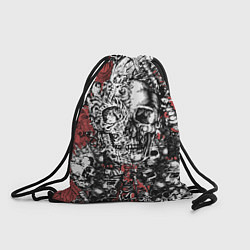 Рюкзак-мешок Черепа и скелеты на красном, цвет: 3D-принт