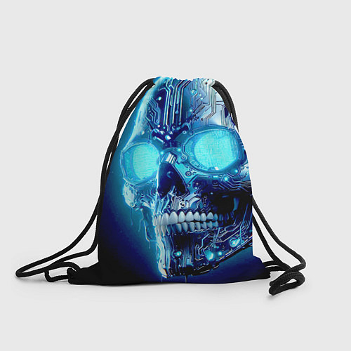 Мешок для обуви Neon cyber skull - ai art / 3D-принт – фото 1